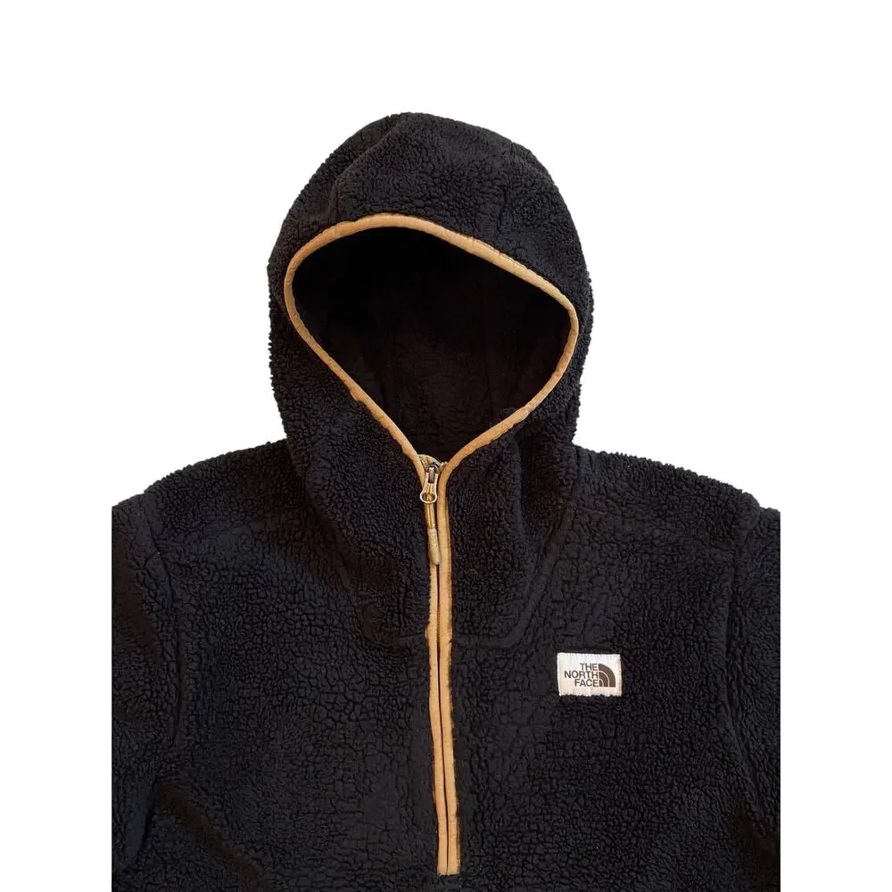 The North Face Fleece Pullover Mens Size Small Black Campshire Hooded 1/2 Zip